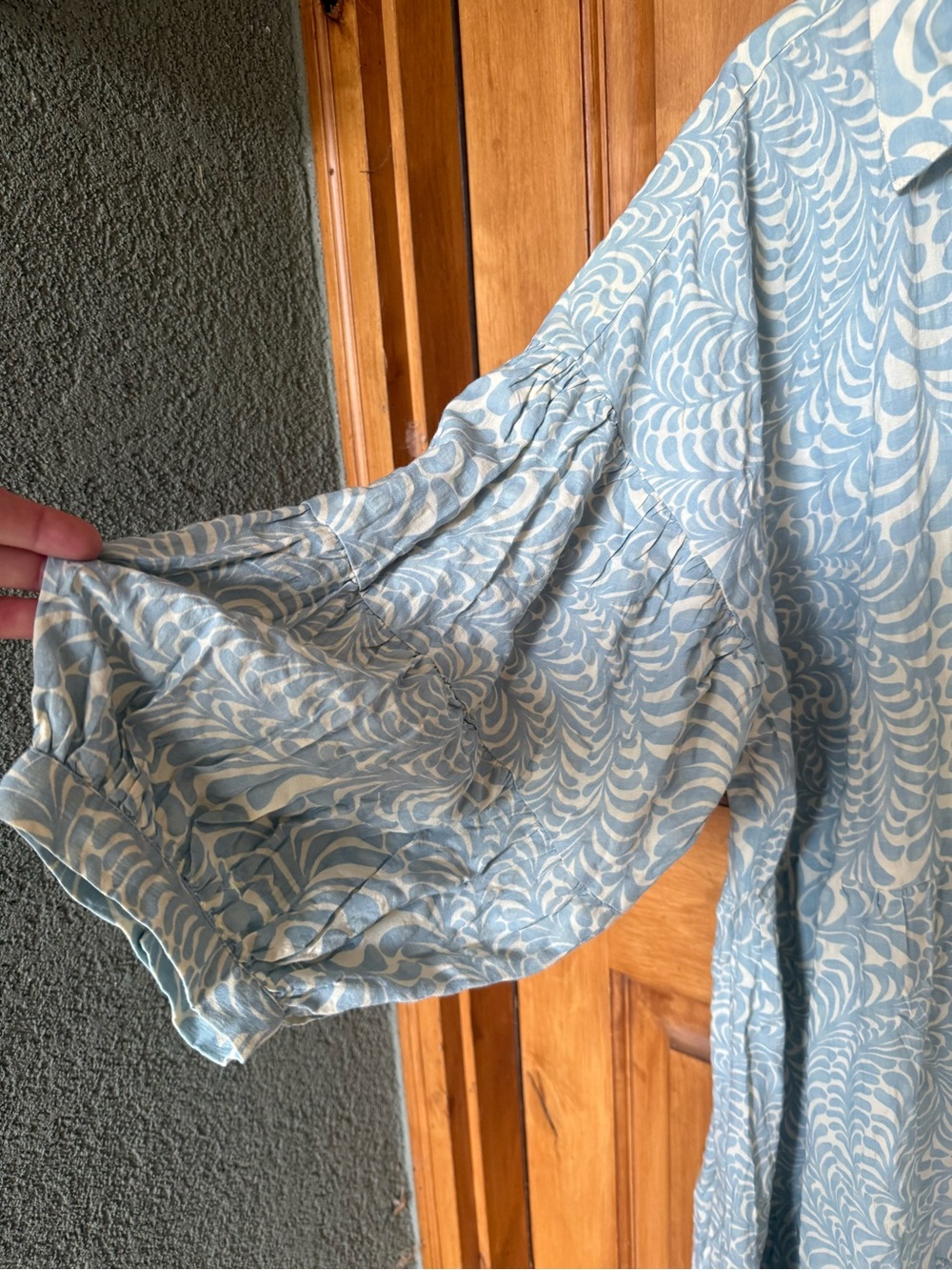 Anthropologie Light Blue and Cream Printed Maxi Dress - Picture 3 of 8